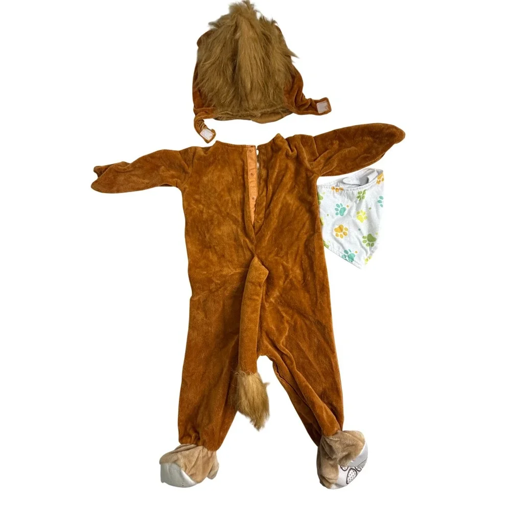 Spirit Halloween Baby Lion Costume Jumpsuit Hood Bib Brown 0-6 Months 01516632